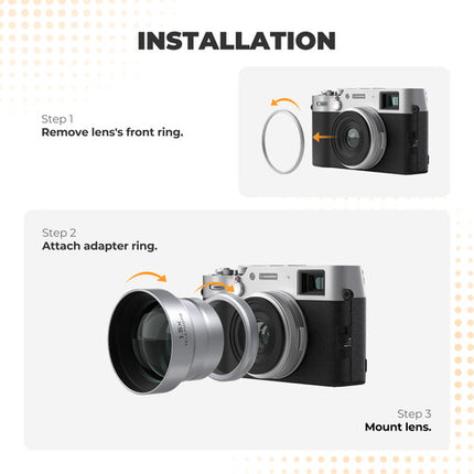 Freewell 1.5x Lente Telefoto para FUJIFILM X100 Serie Plata 62mm Rosca