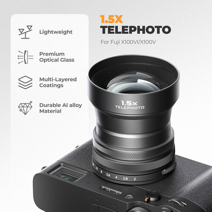 Freewell Lente Teleobjetivo 1.5x para FUJIFILM X100 Serie 62mm con Funda