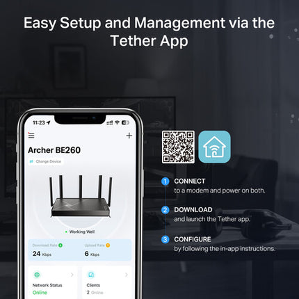 TP-Link Archer BE260 BE5000 Router Inalámbrico Dual Band Wi-Fi 7 5012 Mb/s