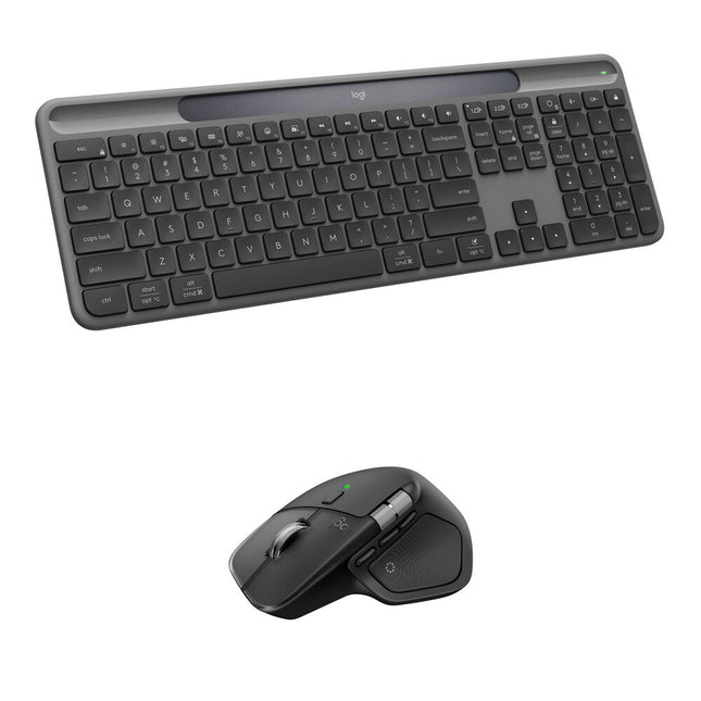 Logitech Signature Slim Solar+ Teclado inalámbrico y Ratón MX Master 4 8000 dpi Bluetooth Negro