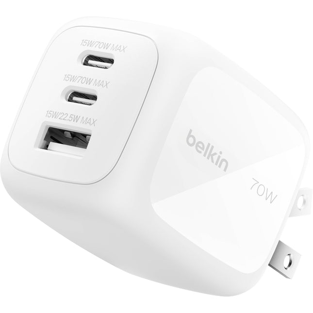 Belkin BoostCharge Pro 70W Cargador de Pared USB GaN 3 Puertos PD 3.1