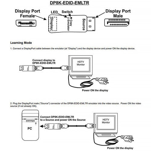 Network Technologies DisplayPort 1.4 Emulador EDID Resolución 8K30 Indicador LED