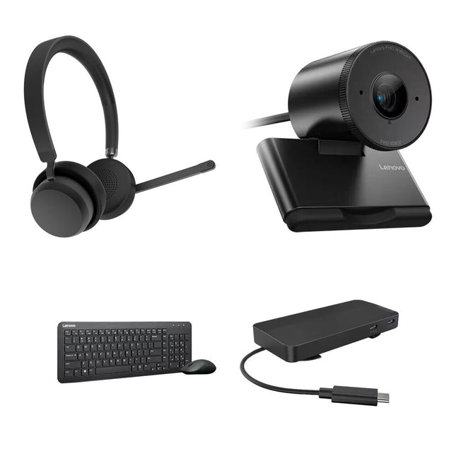 Lenovo Work from Home Bundle teclado inalámbrico webcam Full HD 1080p headset inalámbrico