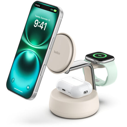 Belkin UltraCharge Pro Estación de carga magnética 3 en 1 Qi2 25W con refrigeración y adaptador 45W