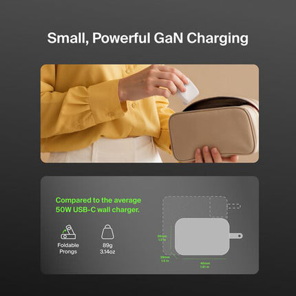 Belkin Dual USB-C 50W Cargador de Pared GaN con 2 Puertos y Protección Inteligente