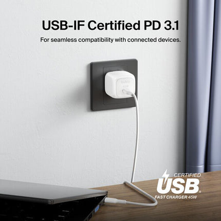 Belkin BoostCharge Cargador de Pared USB-C 45W con Cable USB-C 3.3 ft