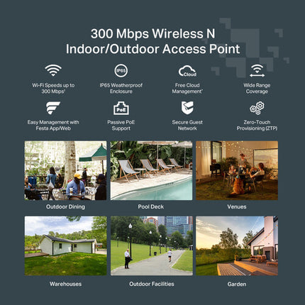 TP-Link Festa F41 Punto de Acceso Wi-Fi 4 Outdoor 300Mb/s IP65