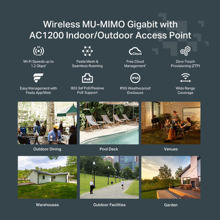 TP-Link Festa F52-Outdoor Punto de Acceso Wi-Fi 5 Dual-Banda AC1200 PoE IP65