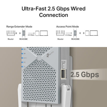 TP-Link RE403BE BE6300 Extensor Wi-Fi 7 Dual Banda 6452 Mbps 2.5G Ethernet