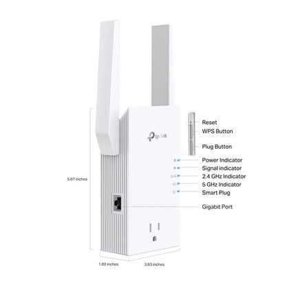 Extensor de Red Wi-Fi 6 AX3000 Dual Banda con Enchufe Inteligente TP-Link RE765X