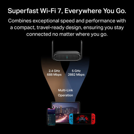 TP-Link TL-WR3602BE Router de viaje Wi-Fi 7 Dual-Banda 3570 Mb/s Gigabit