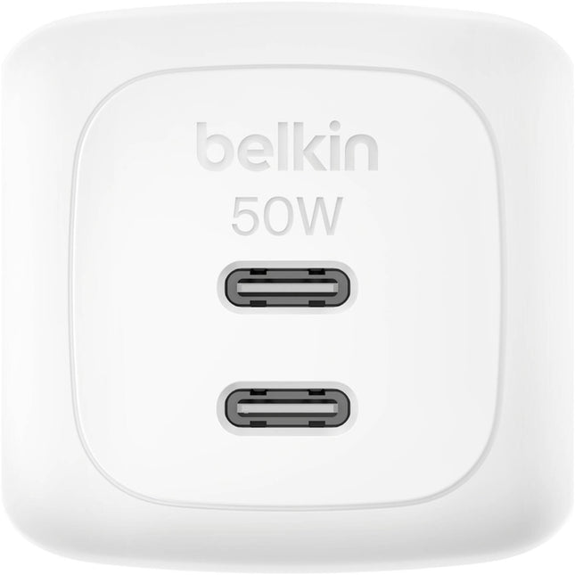 Belkin Dual USB-C 50W Cargador de Pared GaN con 2 Puertos y Protección Inteligente
