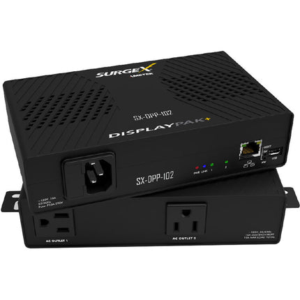 SURGEX DisplayPak+ SX-DPP-102 PDU con 2 salidas 120 VAC 10 Amp 6000V resistencia de sobretensión