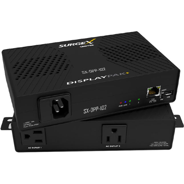 SURGEX DisplayPak+ SX-DPP-102 PDU con 2 salidas 120 VAC 10 Amp 6000V resistencia de sobretensión