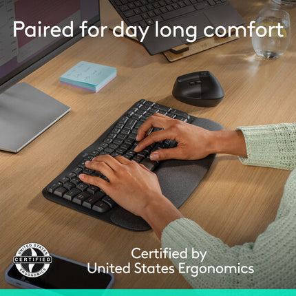 Logitech Wave Keys y Lift Combo Teclado y Ratón Ergonómico Bluetooth 2400GHz 4000dpi