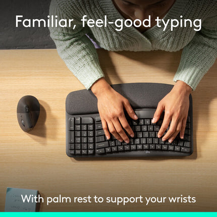 Logitech Wave Keys y Lift Combo Teclado y Ratón Ergonómico Bluetooth 2400GHz 4000dpi