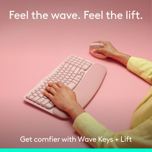 Logitech Wave Keys y Lift Combo Teclado y Ratón Ergonómico Inalámbrico Rose