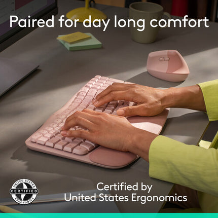 Logitech Wave Keys y Lift Combo Teclado y Ratón Ergonómico Inalámbrico Rose