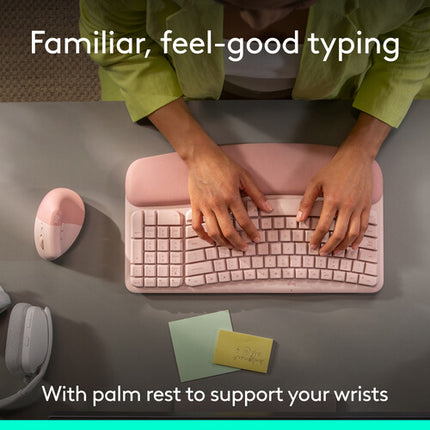 Logitech Wave Keys y Lift Combo Teclado y Ratón Ergonómico Inalámbrico Rose