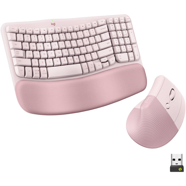 Logitech Wave Keys y Lift Combo Teclado y Ratón Ergonómico Inalámbrico Rose