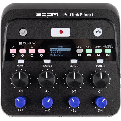 Zoom PodTrak P4next Grabadora Portátil Podcast 4 Entradas XLR 48kHz 24-Bit