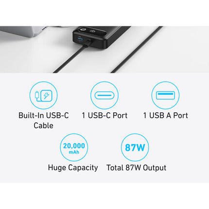 Anker Power Bank USB-C 20000mAh Negro Pantalla Porcentaje 87W