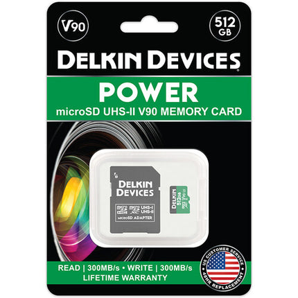 Delkin Devices 512GB microSDXC UHS-II Tarjeta de Memoria 300 MB/s con Adaptador SD