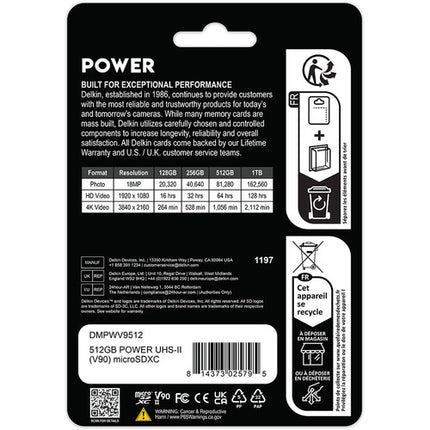 Delkin Devices 512GB microSDXC UHS-II Tarjeta de Memoria 300 MB/s con Adaptador SD
