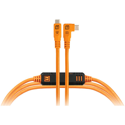 Tether Tools TetherPro Optima 10G Cable USB-C 6 pies Alta Visibilidad Naranja Ángulo Recto