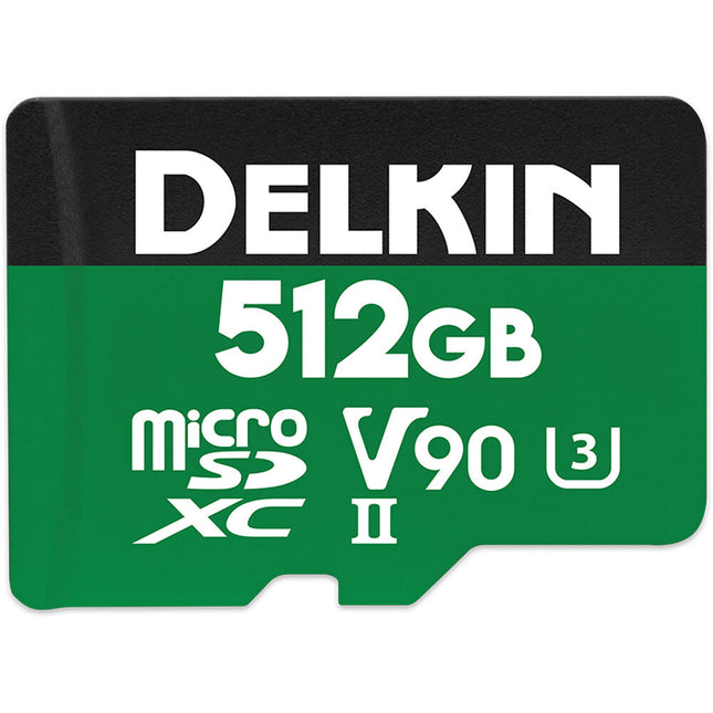 Delkin Devices 512GB microSDXC UHS-II Tarjeta de Memoria 300 MB/s con Adaptador SD