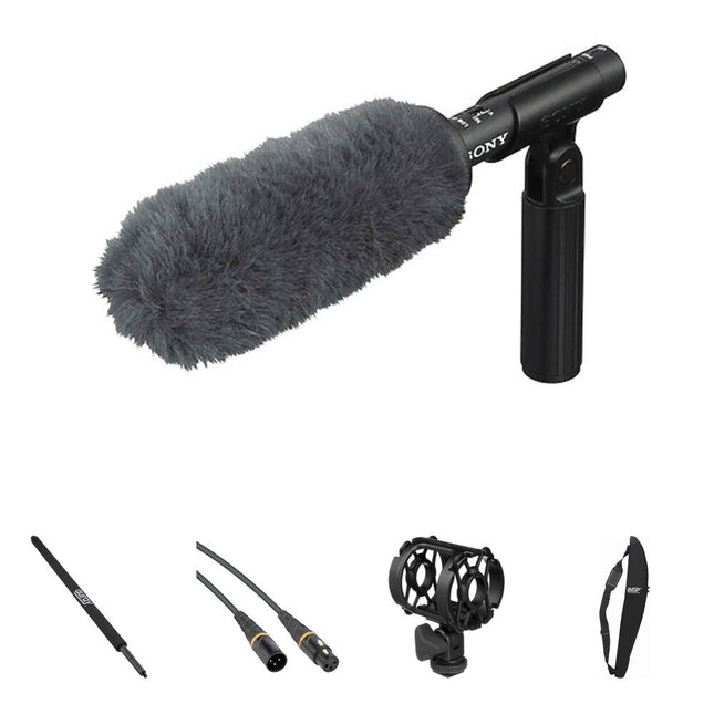 Sony ECM-VG1 Micrófono Shotgun Corto con Boompole de Aluminio Ajustable y Cable XLR 4.5 m