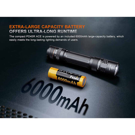 Fenix Linterna Recargable PD45R ACE 3200 Lúmenes Batería 21700