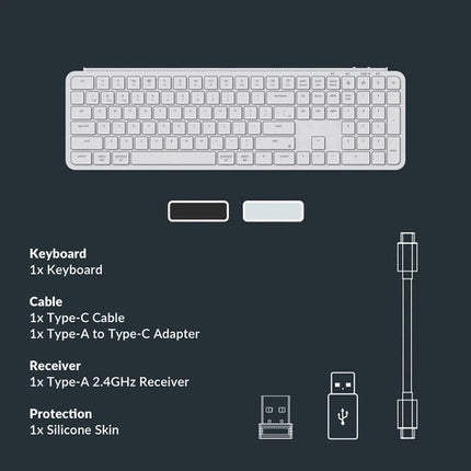 Keychron B6 Pro Teclado Inalámbrico Ultrafino 2.4GHz Bluetooth 5.2 1200h Batería Space Gray