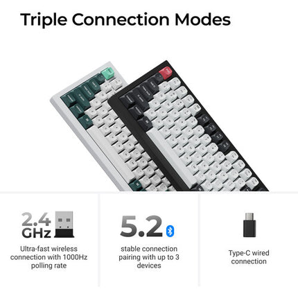 Keychron Q1 HE QMK Teclado inalámbrico Bluetooth 5.2 RF 2.4 GHz RGB