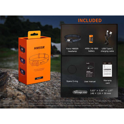 Fenix Linterna Frontal Recargable HM55R 1200 Lúmenes Batería 18350
