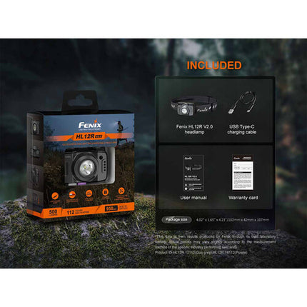 Fenix HL12R V2 Linterna Frontal Recargable 500 Lúmenes Gris USB-C