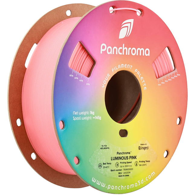 Polymaker Panchroma Luminous PLA Filamento Impresión 1kg 1.75mm Rosa Luminoso