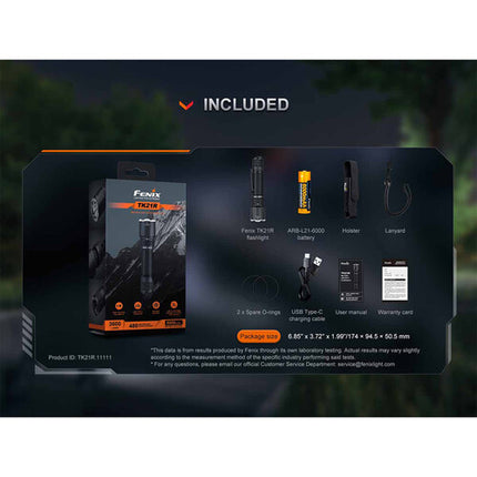 Fenix TK21R Linterna táctica recargable 3600 lúmenes 6000mAh USB-C kit completo