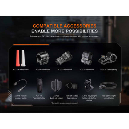 Fenix TK21R Linterna táctica recargable 3600 lúmenes 6000mAh USB-C kit completo
