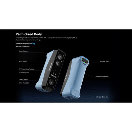 Afinia Einstar 2 Escáner 3D Escaneo Color RGB 17 Líneas Láser Azul USB-C Wi-Fi