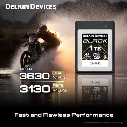 Delkin Devices 1TB BLACK Tarjeta de Memoria CFexpress Tipo B 4.0 3630 MB/s Lectura 3130 MB/s Escritura