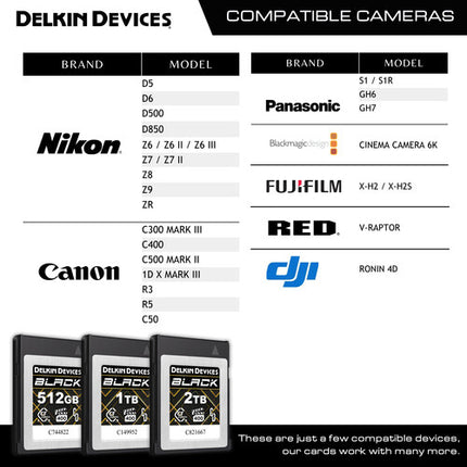 Delkin Devices 2TB CFexpress Tipo B 4.0 Tarjeta de Memoria 3700MBs lectura 3220MBs escritura