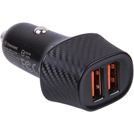 Transcend Cargador de Coche Dual USB-A para Dashcams con Cables de 26.2 y 13.1 Pies