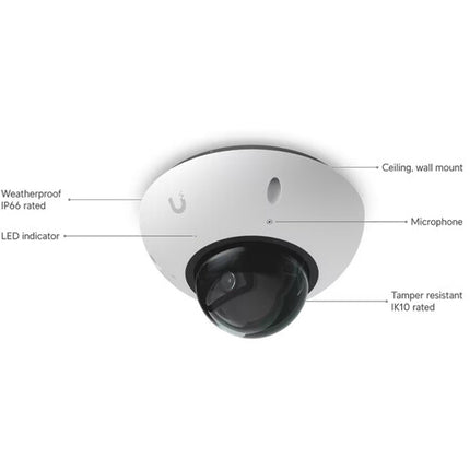 Ubiquiti UniFi G6 UHD Cámara Domo Exterior 4K 30fps Visión Nocturna 98ft