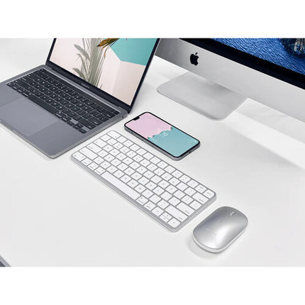 Macally Teclado y Ratón Inalámbricos Bluetooth 5.4 USB-C Plata