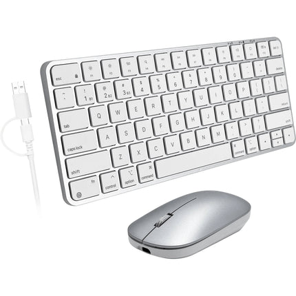 Macally Teclado y Ratón Inalámbricos Bluetooth 5.4 USB-C Plata