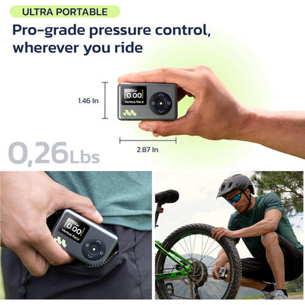 Woowind Ventus Race Inflador Recargable para Neumáticos 120 PSI y 14 L/min con LED y Válvulas Presta Schrader