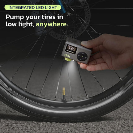 Woowind Ventus Race Inflador Recargable para Neumáticos 120 PSI y 14 L/min con LED y Válvulas Presta Schrader