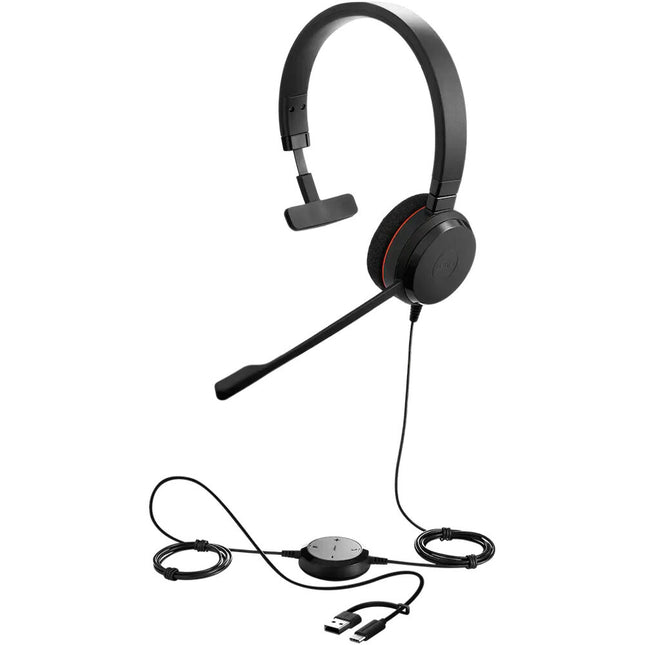Jabra EVOLVE 20 Auricular Mono con Micrófono Cancelación de Ruido y USB para Microsoft Teams