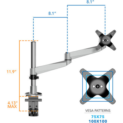 Mount-It! CLiX Soporte de monitor ajustable 13 a 34" con montaje en escritorio y 30 lb capacidad